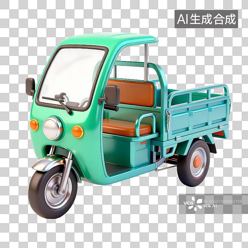【AI数字艺术】绿色三轮电动运输工具图片素材