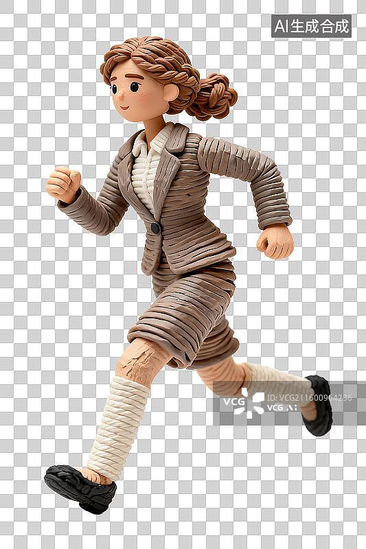 【AI数字艺术】穿着职业装奔跑的女性人偶图片素材