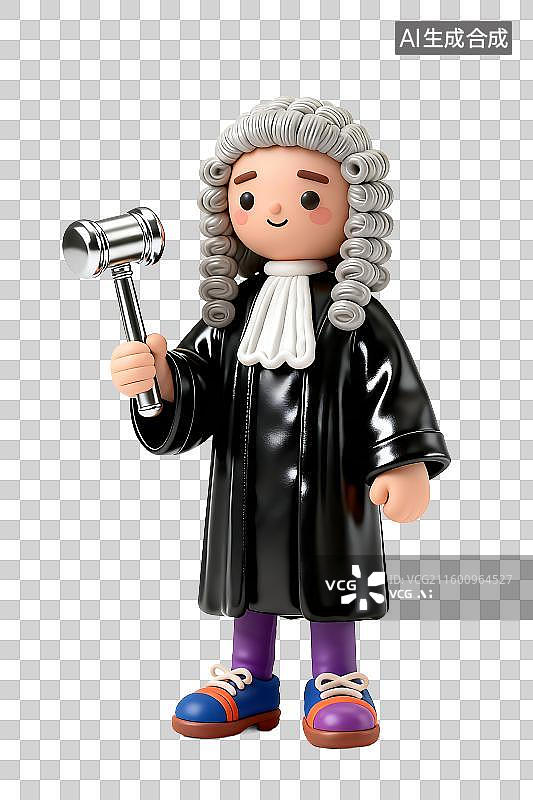 【AI数字艺术】卡通形象法官手持法槌图片素材