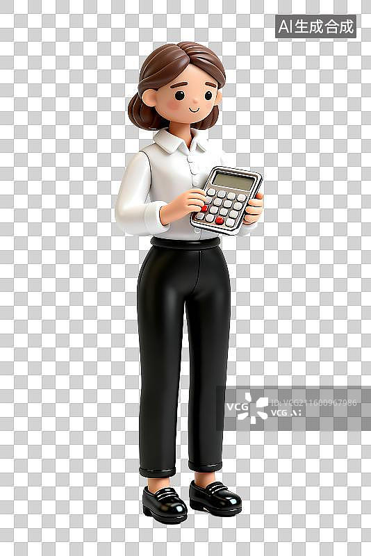 【AI数字艺术】手持计算器的职业女性图片素材