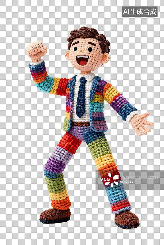 【AI数字艺术】色彩鲜艳的钩针编织人偶图片素材