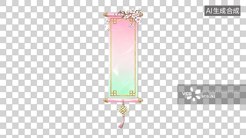 【AI数字艺术】传统国潮风中式粉色樱花边框元素图片素材