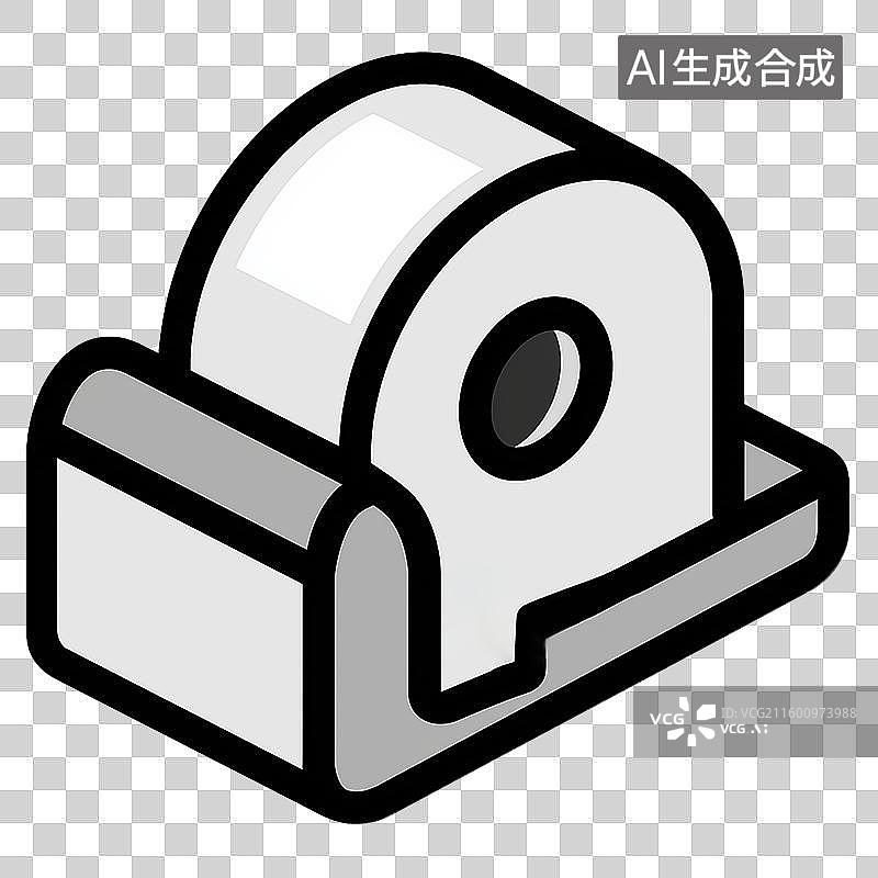 【AI数字艺术】商务办公用品2D卡通风格胶带座元素图片素材