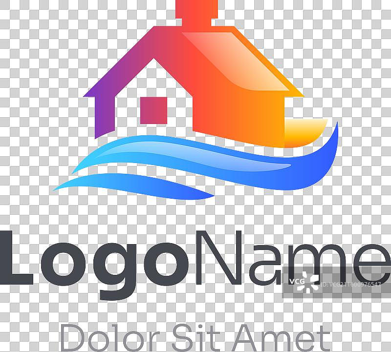 多彩房屋波浪渐变Logo图片素材