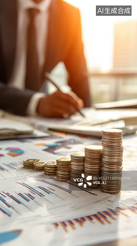 【AI数字艺术】商务人士分析财务数据图片素材