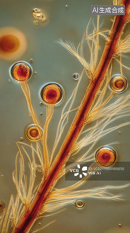 【AI数字艺术】显微镜下的植物细胞结构图片素材