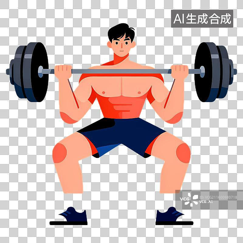 【AI数字艺术】年轻男子举杠铃健身图片素材