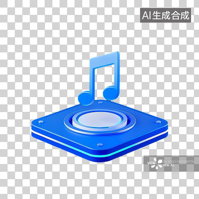 【AI数字艺术】蓝色音乐播放器图标图片素材