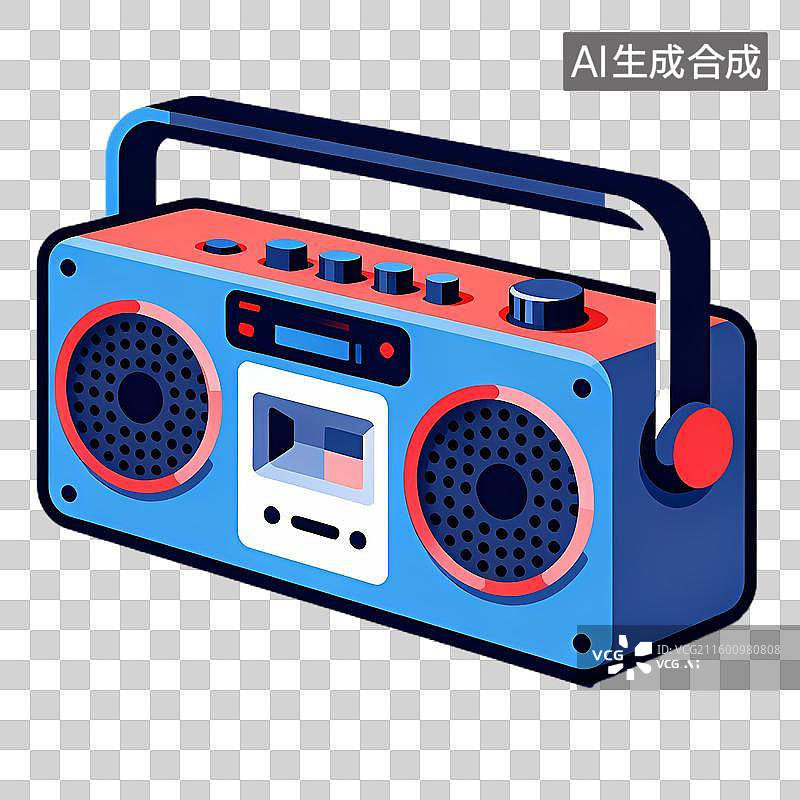 【AI数字艺术】色彩丰富的复古卡带播放器图片素材