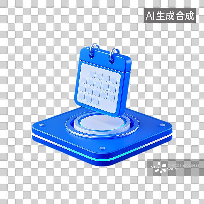 【AI数字艺术】蓝色3D日历图标与日期规划图片素材