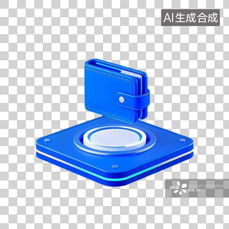 【AI数字艺术】蓝色数字钱包图标图片素材