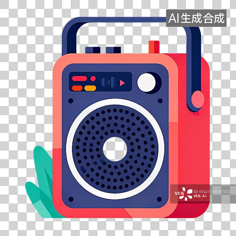 【AI数字艺术】彩色复古收音机插画图片素材