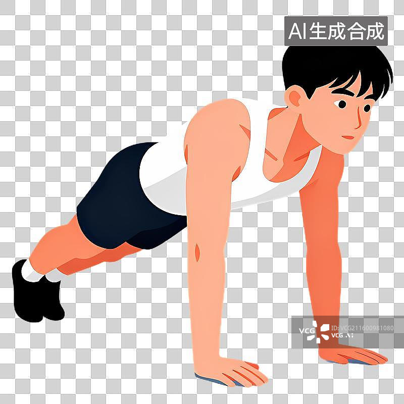 【AI数字艺术】男性做俯卧撑锻炼身体图片素材