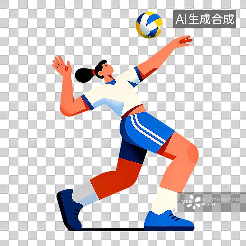 【AI数字艺术】女性排球运动员动态发球图片素材