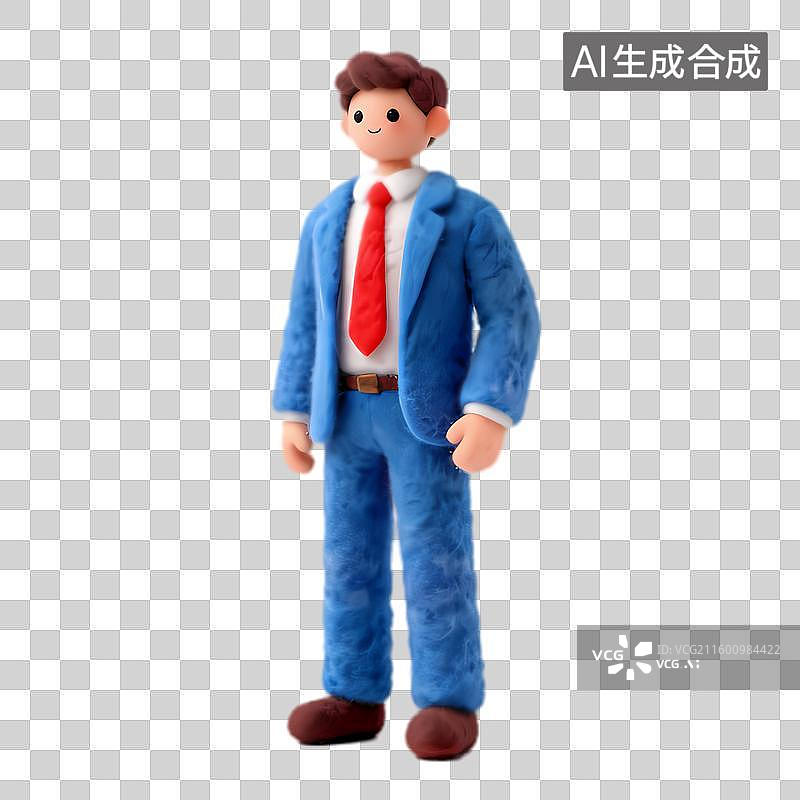 【AI数字艺术】身着蓝色西装系红领带的男性图片素材