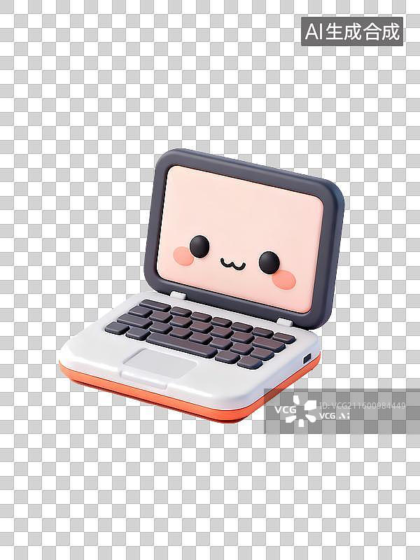 【AI数字艺术】笔记本电脑3D立体卡通图标办公元素图片素材