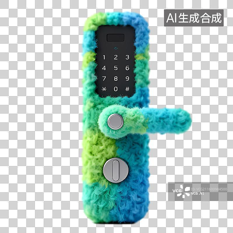 【AI数字艺术】色彩缤纷毛绒装饰智能门锁图片素材