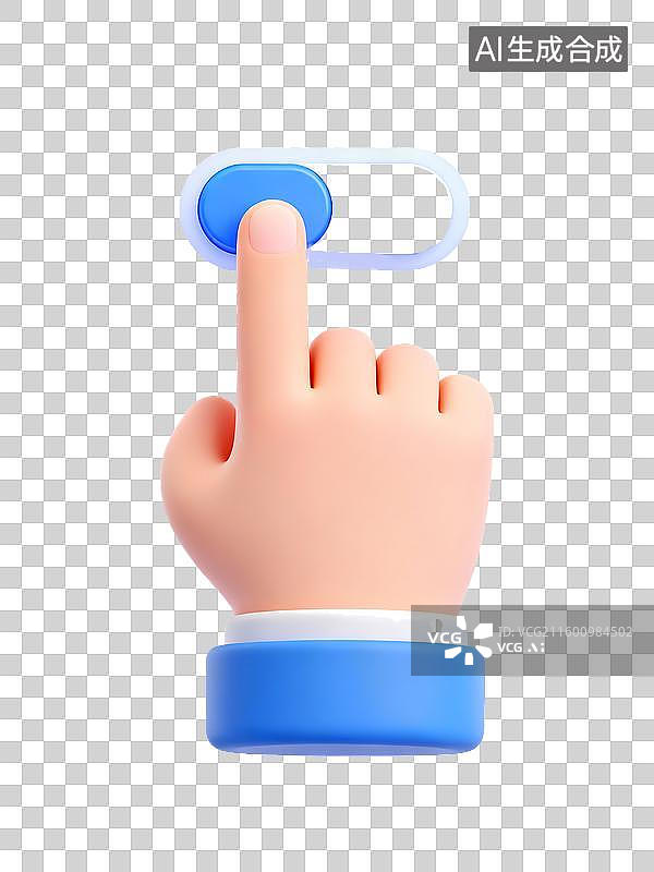 【AI数字艺术】点击按钮手势3D立体卡通图标办公元素图片素材