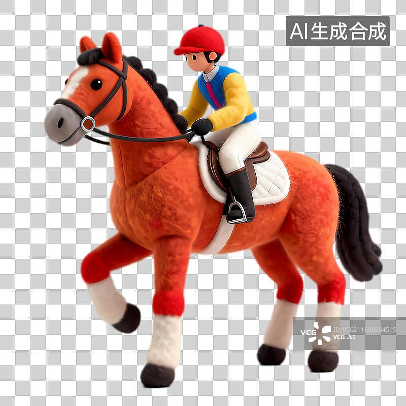 【AI数字艺术】玩具骑师骑着玩具马玩耍图片素材