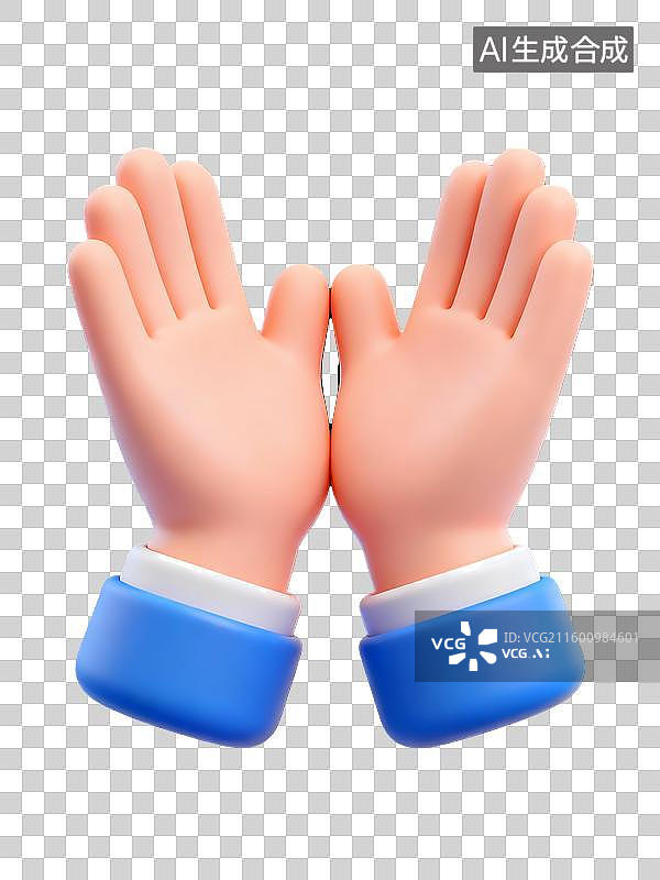 【AI数字艺术】鼓掌击掌手势3D立体卡通图标办公元素图片素材