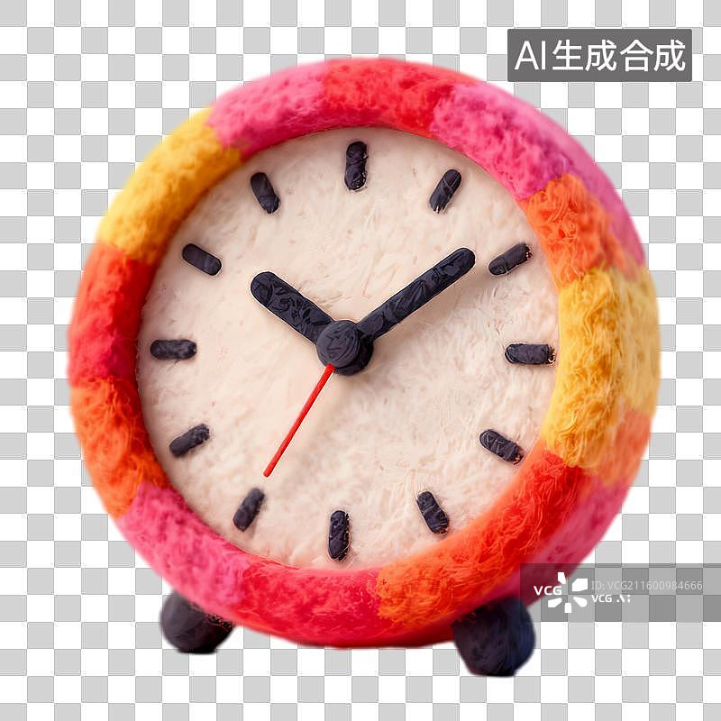 【AI数字艺术】色彩鲜艳的毛绒时钟图片素材