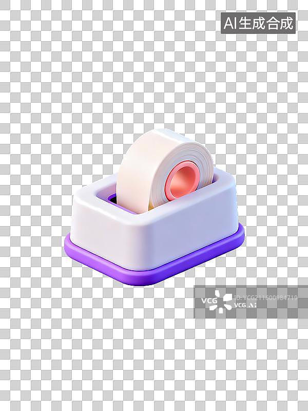 【AI数字艺术】胶带座3D立体卡通图标办公元素图片素材