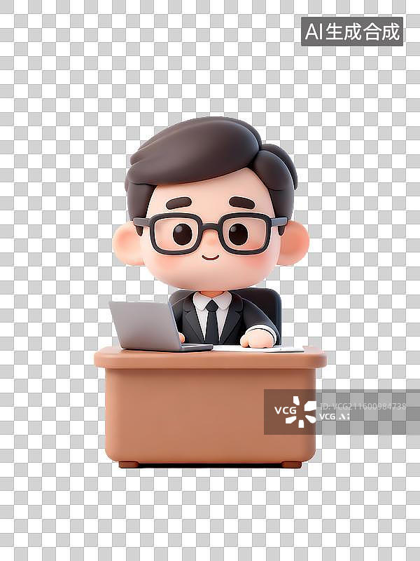 【AI数字艺术】商务人士经理3D立体卡通图标办公元素图片素材