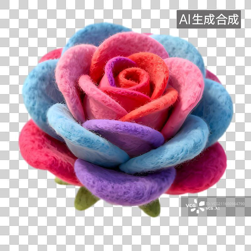 【AI数字艺术】色彩斑斓的毛毡玫瑰花图片素材