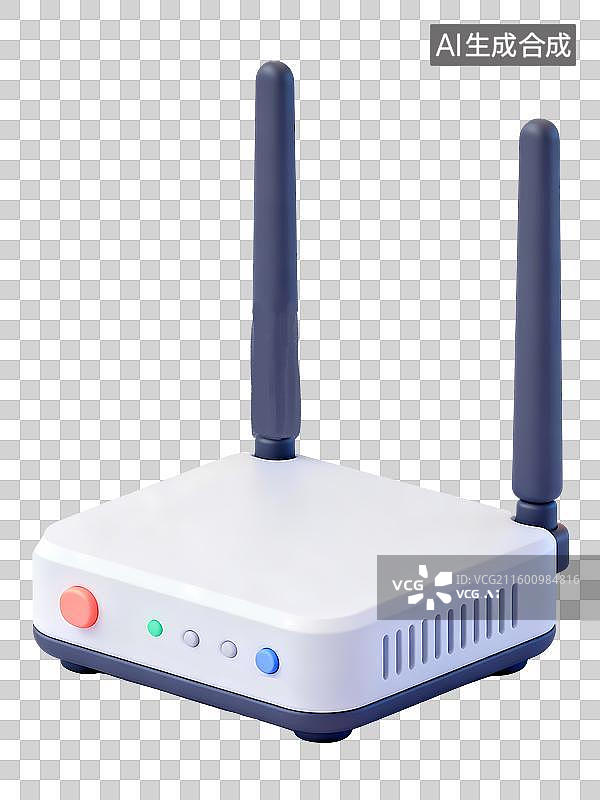 【AI数字艺术】路由器3D立体卡通图标办公元素图片素材