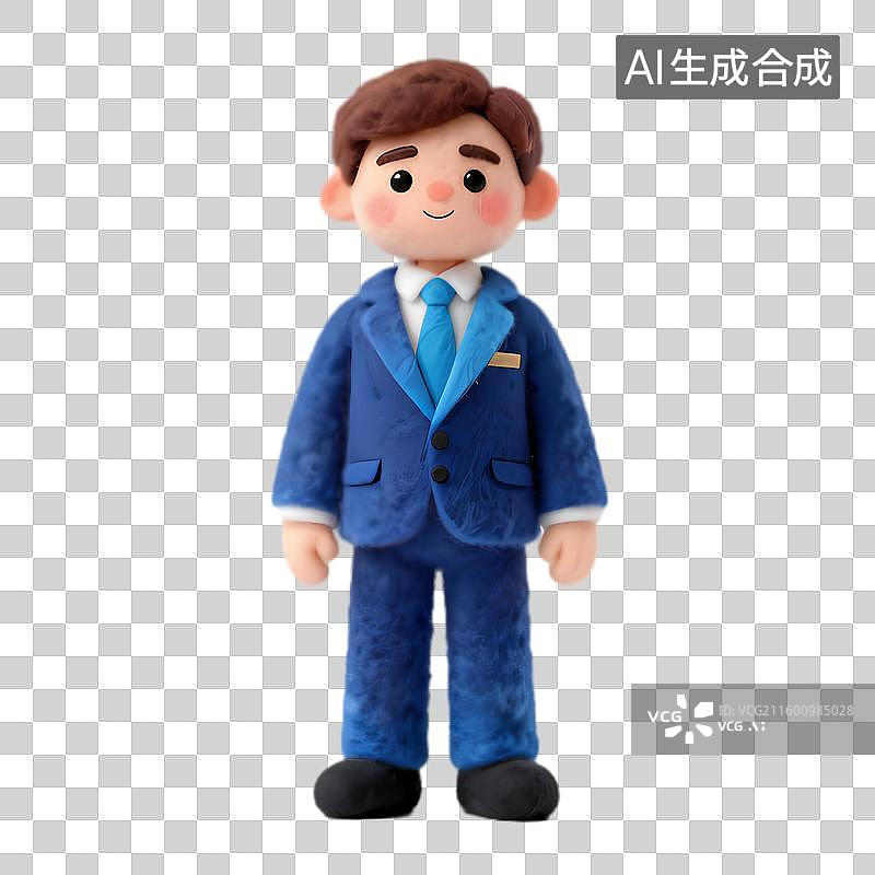 【AI数字艺术】穿着蓝色西装的卡通人物图片素材