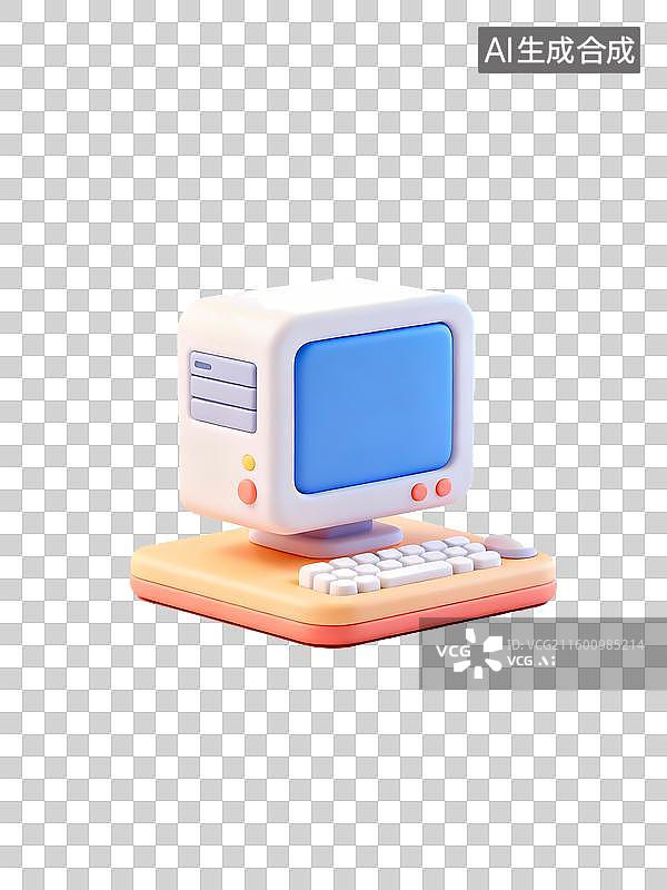【AI数字艺术】台式电脑3D立体卡通图标办公元素图片素材