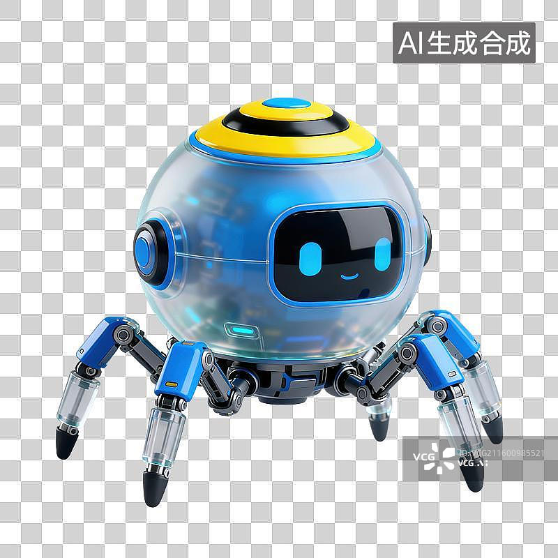 【AI数字艺术】3D三维磨砂玻璃材质科技科幻主题纳米机器人元素图片素材