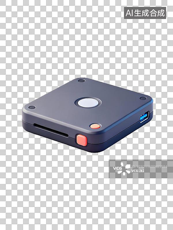 【AI数字艺术】移动硬盘3D立体卡通图标办公元素图片素材