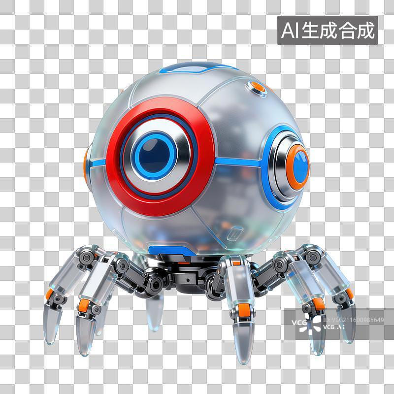 【AI数字艺术】3D三维磨砂玻璃材质科技科幻主题纳米机器人元素图片素材