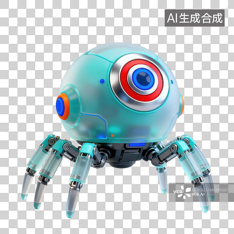 【AI数字艺术】3D三维磨砂玻璃材质科技科幻主题纳米机器人元素图片素材