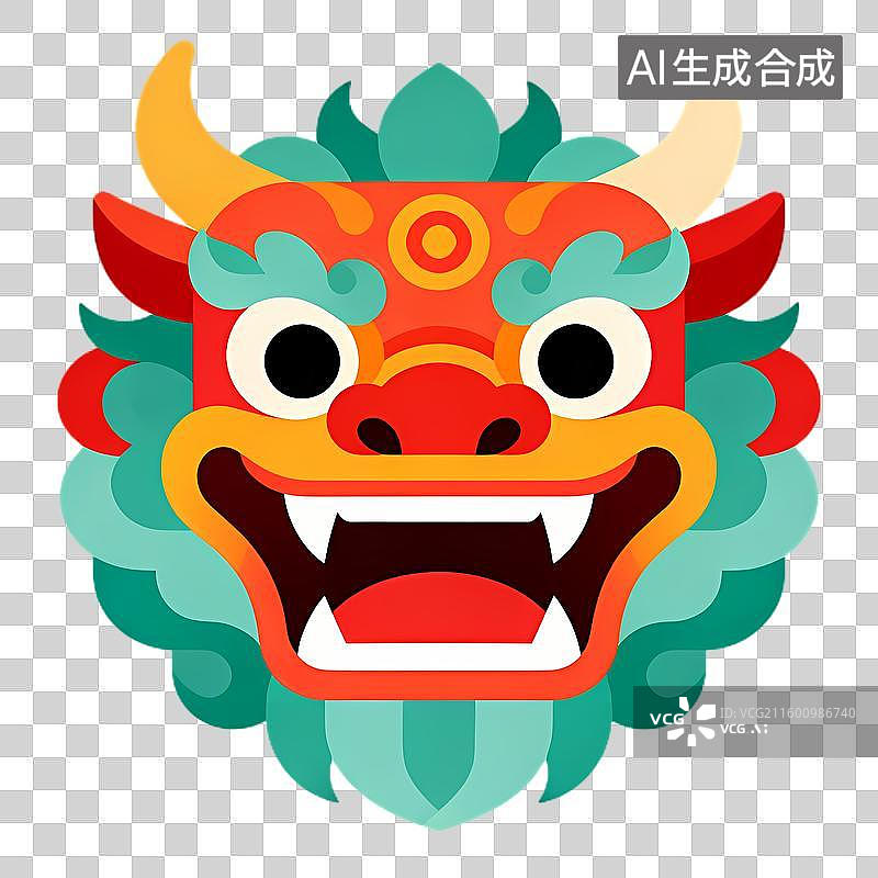 【AI数字艺术】多彩春节舞狮头装饰图片素材