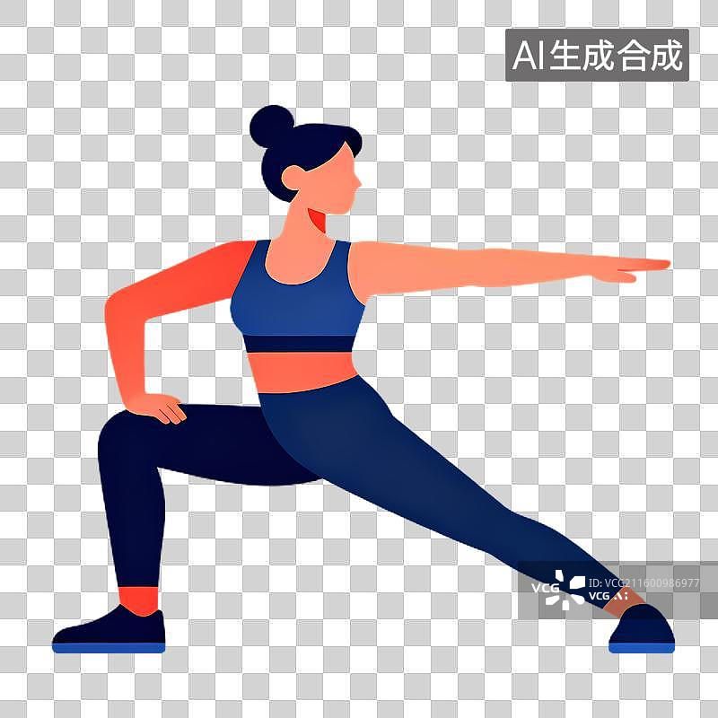 【AI数字艺术】女性做弓步运动保持健康图片素材