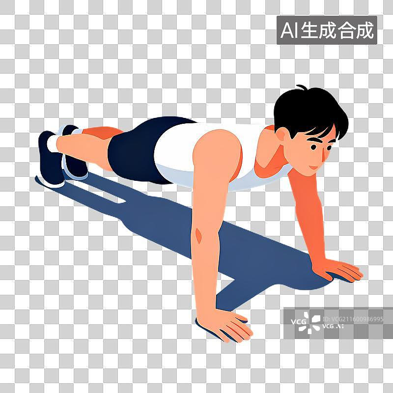 【AI数字艺术】男子做俯卧撑锻炼身体图片素材