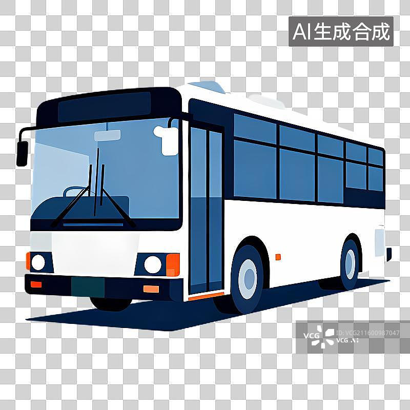 【AI数字艺术】城市公共交通白色大巴图片素材