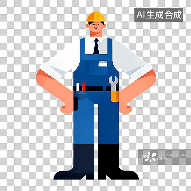 【AI数字艺术】穿着工装的专业男性工人图片素材