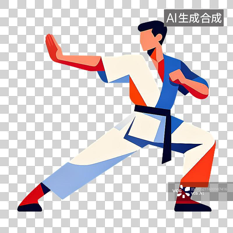 【AI数字艺术】一个人练习空手道的插画图片素材