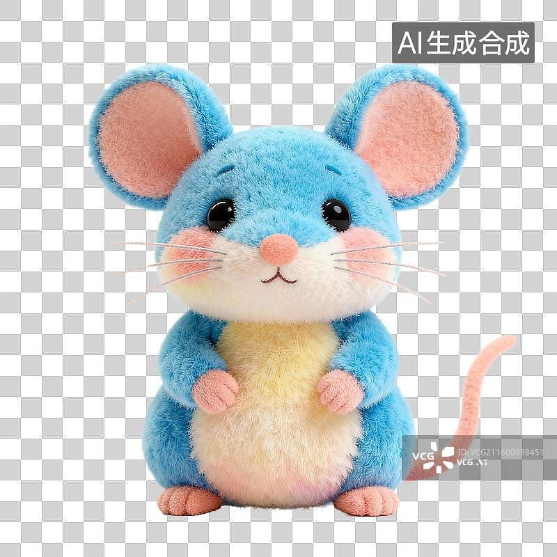 【AI数字艺术】蓝色毛绒老鼠玩具图片素材