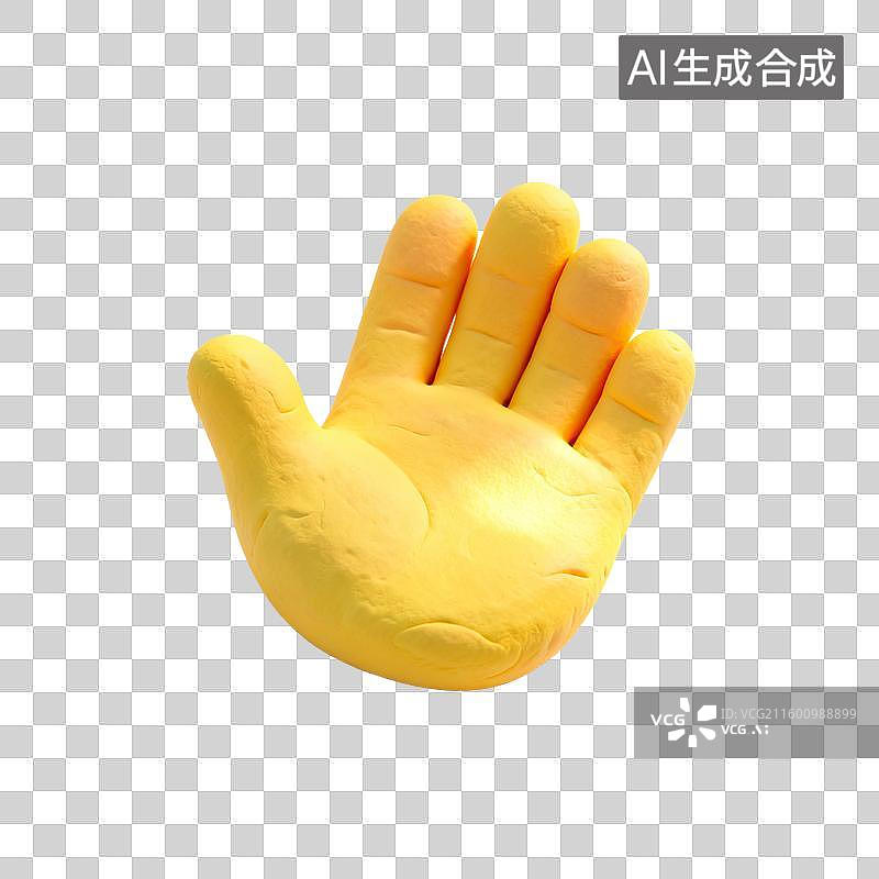 【AI数字艺术】黄色手掌造型的软陶手模型图片素材