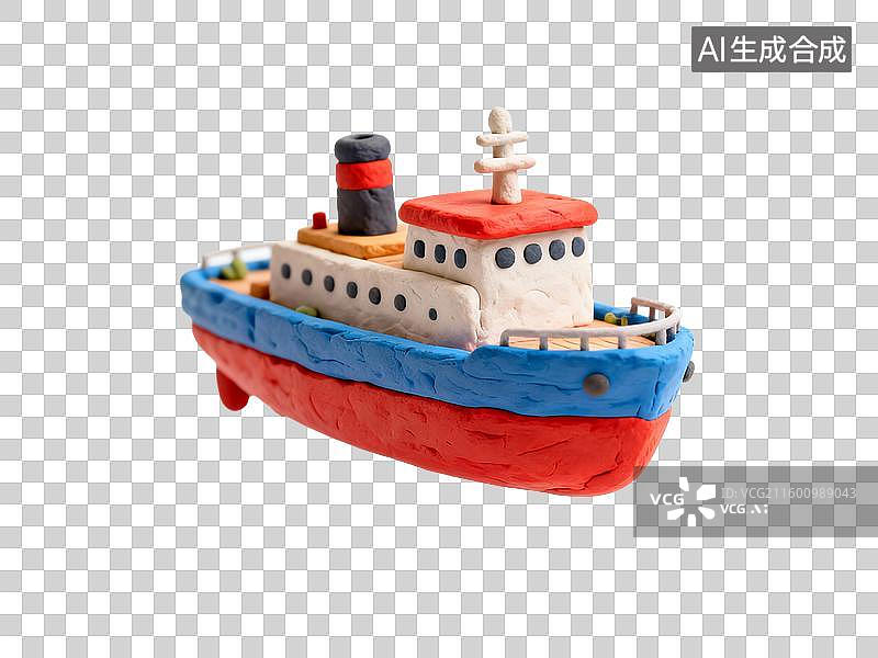【AI数字艺术】色彩丰富的粘土轮船模型图片素材