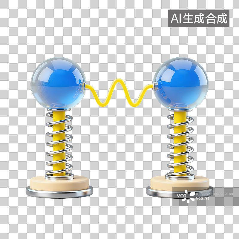 【AI数字艺术】3D磨砂玻璃材质科技科幻主题特斯拉线圈元素图片素材