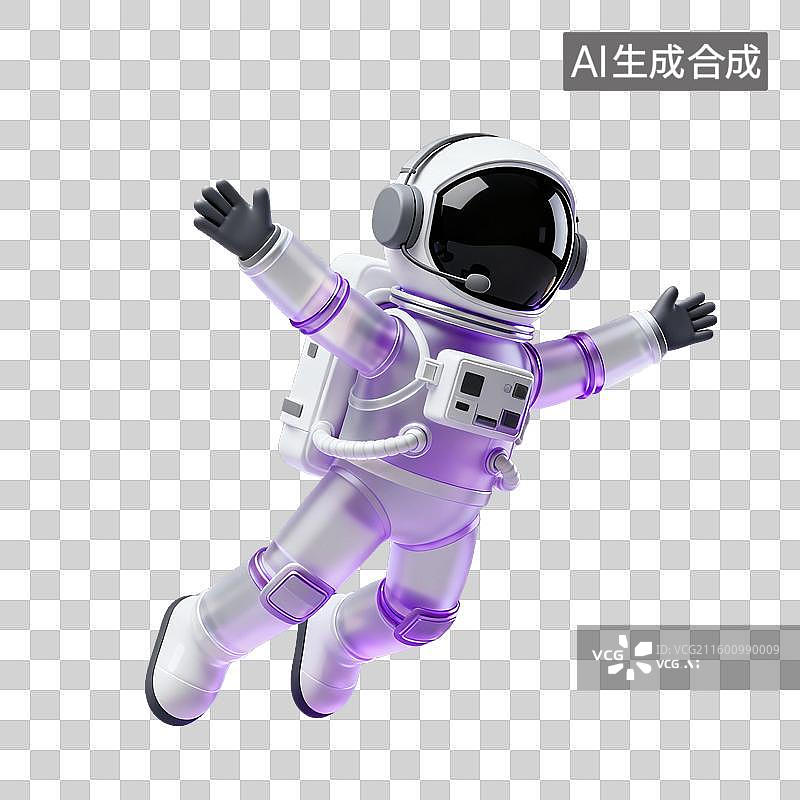 【AI数字艺术】3D磨砂玻璃材质科技科幻主题宇航员元素图片素材
