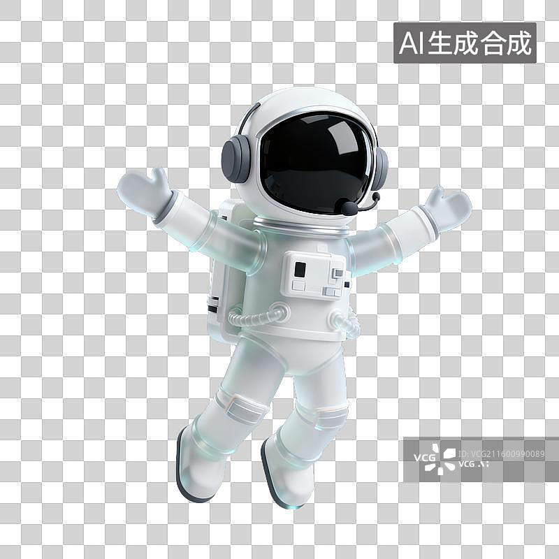 【AI数字艺术】3D磨砂玻璃材质科技科幻主题宇航员元素图片素材