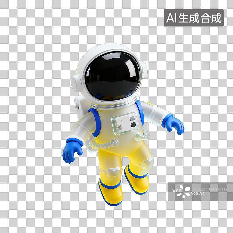 【AI数字艺术】3D磨砂玻璃材质科技科幻主题宇航员元素图片素材