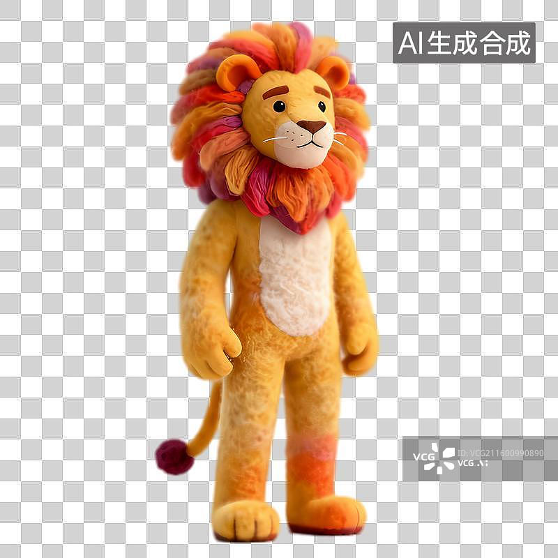 【AI数字艺术】色彩鲜艳的毛绒狮子玩偶图片素材