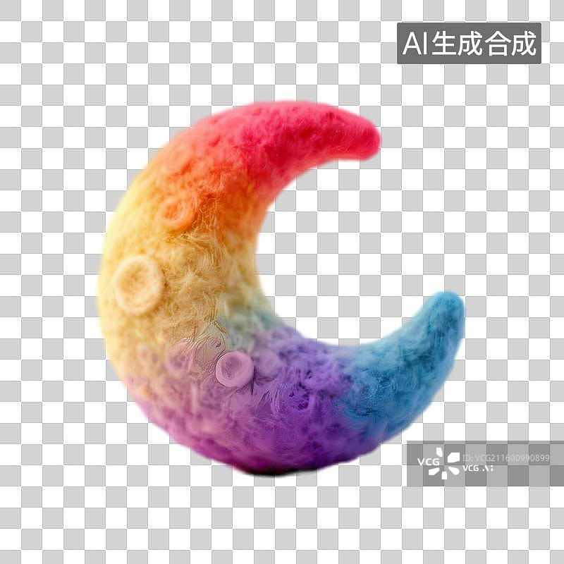 【AI数字艺术】色彩斑斓的羊毛毡月牙图片素材